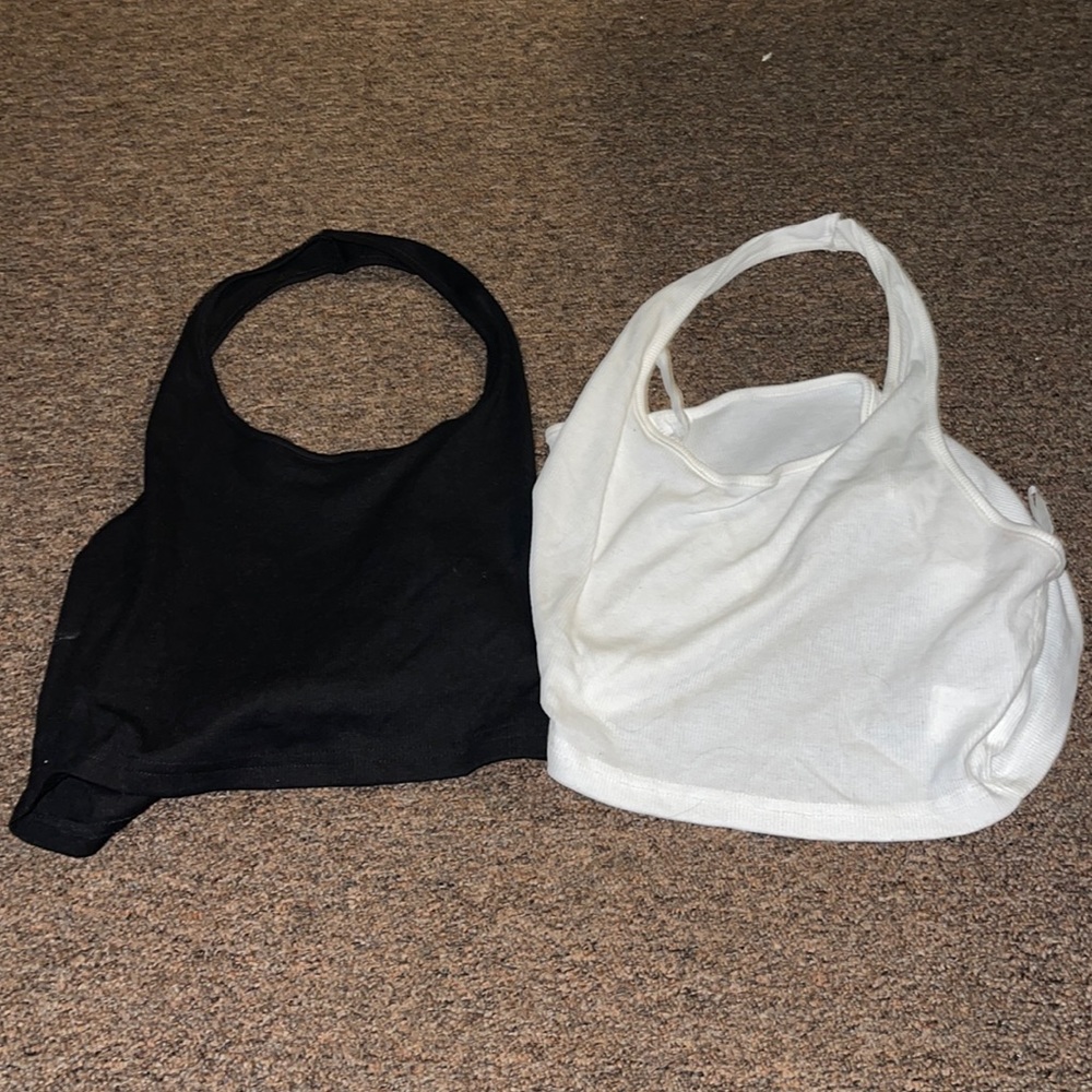 Halter Crop Top Set (Black + White)